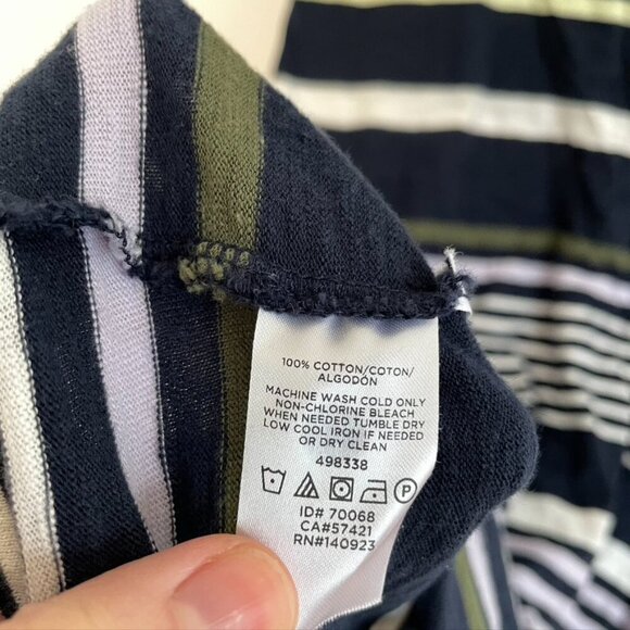 LOU GREY ANN TAYLOR LOFT Stripe Cuffed Tee Dress Navy Blue Multi 100% Cotton S - Picture 10 of 13